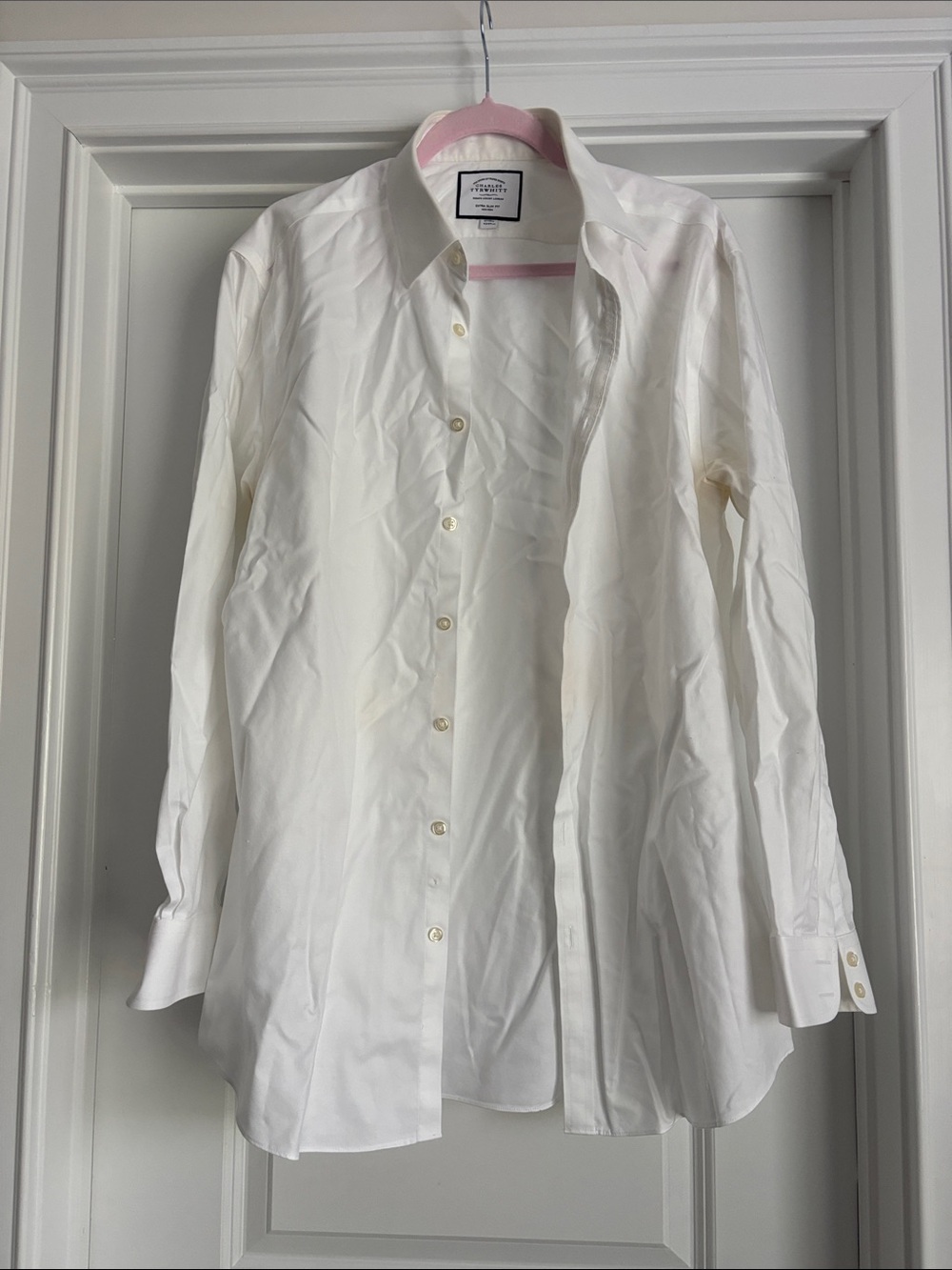 Charles Tyrwhitt White Men's Dress Shirt - Spread Collar